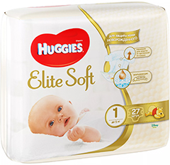 Huggies Elite Soft 1 - حفاضات للتنفس مع أقصى حماية