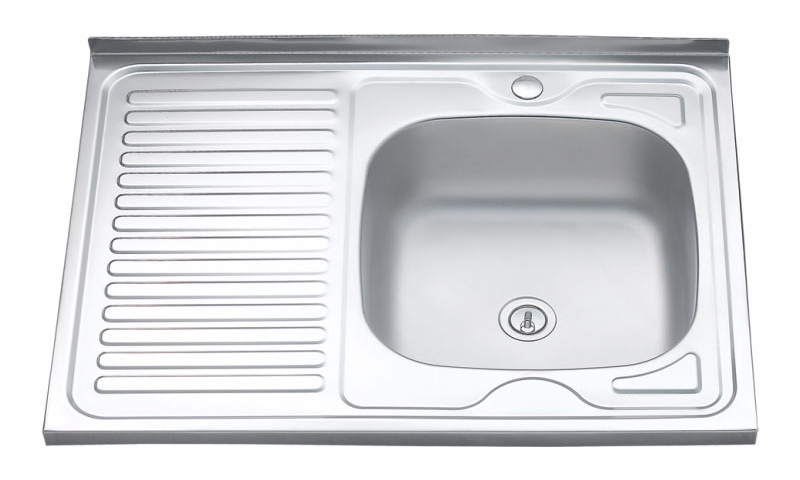 MELANA MLN-8060 - un évier de cuisine carré en acier inoxydable avec un drain