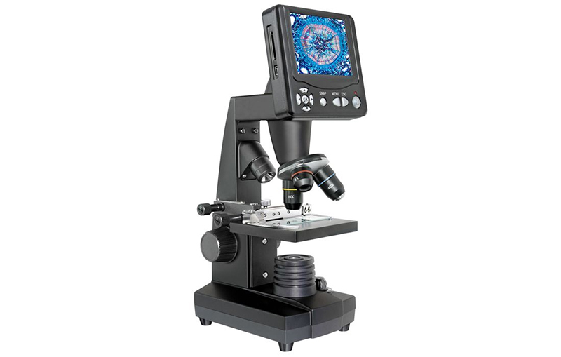 Bresser LCD 50x - 2000x - paras mikroskooppi, jossa on kolme linssiä ja 5 megapikselin kamera